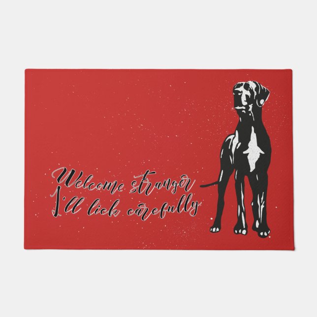 Willkommen Fremder, den ich vorsichtig lecken werd Fußmatte (Vorderseite)