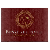 Willkommen Freunde Englisch / Italienisch Charcute Schneidebrett (Vorderseite)