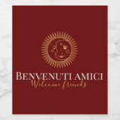Willkommen Freunde Englisch / Italienisch Custom Weinetikett (Einzelnes Label)