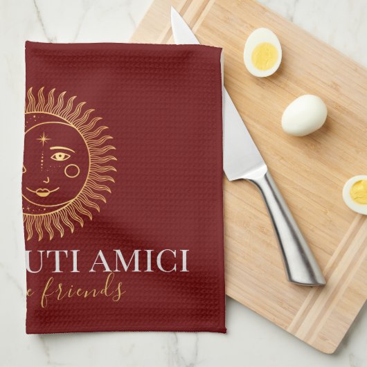 Willkommen Freunde Englisch / Italienisch Geschirrtuch (Viertel Falte)