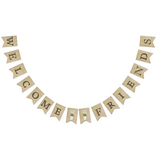 Willkommen Freunde mit Mason Jars Wimpelkette (Alle)