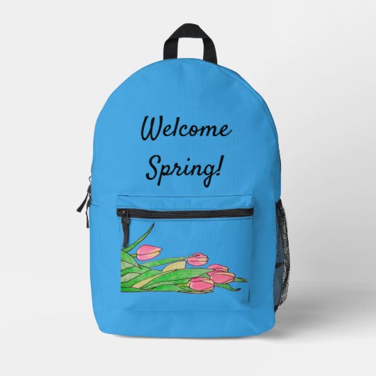 Willkommen Frühling!  Bedruckter Rucksack (Vorderseite)