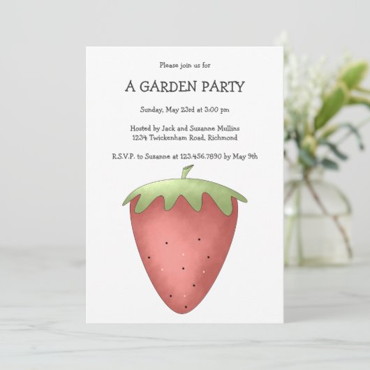 Willkommen Frühling ・ Erdbeere Einladung (Stehend Vorderseite)