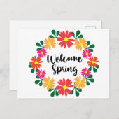 Willkommen Frühling Post Ankündigungspostkarte (Vorne/Hinten)