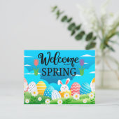 Willkommen Frühling Postkarte (Stehend Vorderseite)