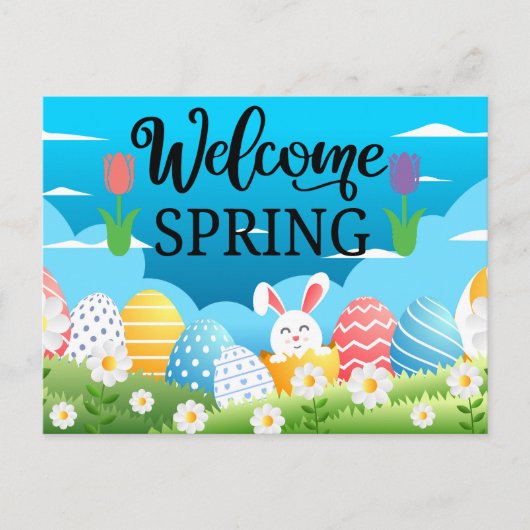 Willkommen Frühling Postkarte (Vorderseite)