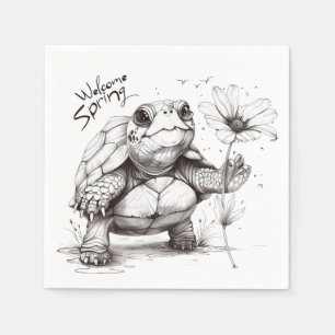 Willkommen Frühling" Turtle Napkins! 🌼 🐢 Serviette