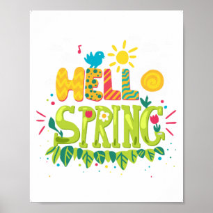 Willkommen Frühling-Zeichen, Hallo Frühling-Zeiche Poster