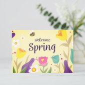 Willkommen Frühlingsfloral Begleitkarte (Stehend Vorderseite)