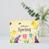 Willkommen Frühlingsfloral Postkarte (Stehend Vorderseite)