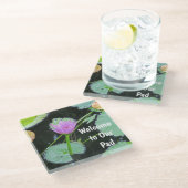 Willkommen Gäste Pastel Pink Water Lily Foto Blume Glasuntersetzer (Schrägansicht)