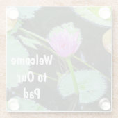 Willkommen Gäste Pastel Pink Water Lily Foto Blume Glasuntersetzer (Rückseite)