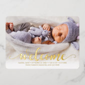 Willkommen - Geburtsankündigung von Baby Folieneinladung (Vorderseite)