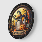 Willkommen Ghost Halloween Nacht Große Wanduhr (Winkel)