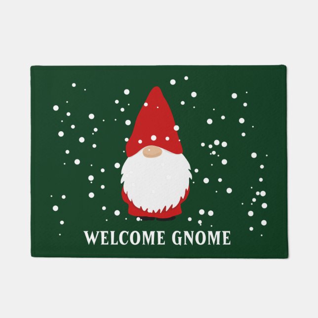 Willkommen Gnome lustige Winterpferde Design Fußmatte (Vorderseite)
