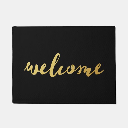 Willkommen Gold & Black Doormat Fußmatte (Vorderseite)