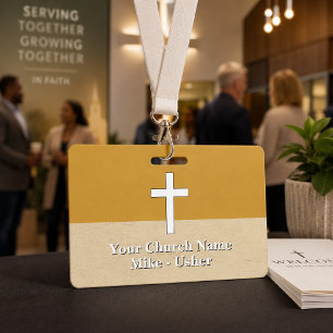 Willkommen Gold Weiß Kirchendiener der Christliche Ausweis