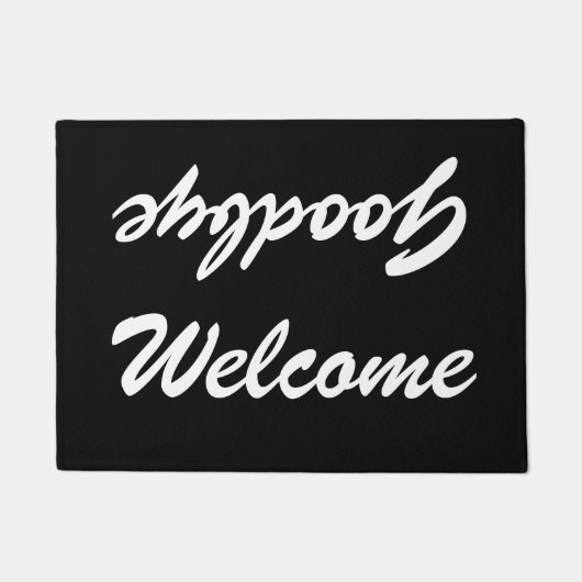 WILLKOMMEN GOODBYE-Türmatte | Schwarzweiß Fußmatte (Vorderseite)