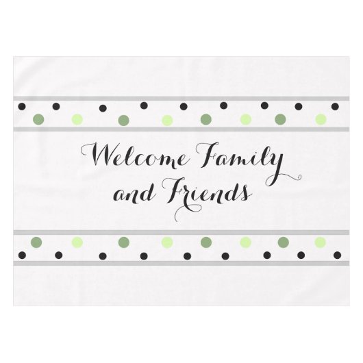 Willkommen Green Black Polka Dots Tischdecke (Vorderseite (Horizontal))