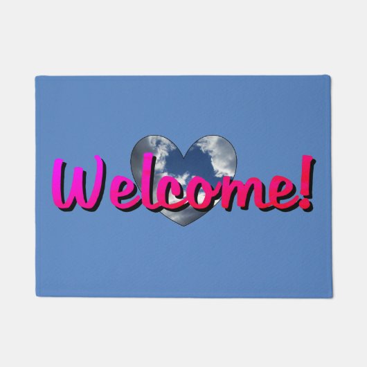 "Willkommen! Happy Heart" Door Mat Fußmatte (Vorderseite)