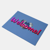 "Willkommen! Happy Heart" Door Mat Fußmatte (Schrägansicht)