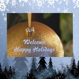 Willkommen Happy Holidays Glittery Gold Ornament Fußmatte