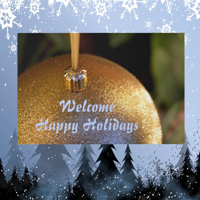 Willkommen Happy Holidays Glittery Gold Ornament Fußmatte (Von Creator hochgeladen)