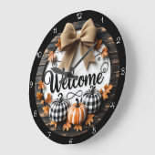 Willkommen Herbst Kürbisse Große Wanduhr (Winkel)