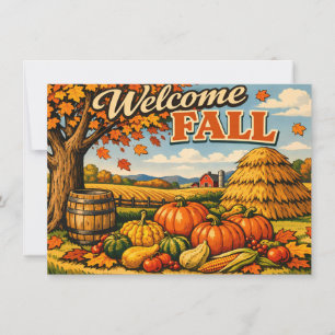Willkommen Herbst Land Kürbisernte Karte