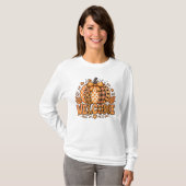Willkommen Herbst Leopard Patchwork Kürbis Bogen E T-Shirt (Vorne ganz)