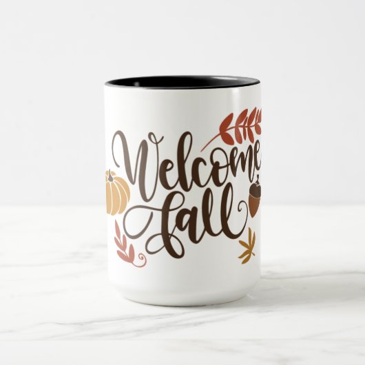 Willkommen Herbst mit Kürbis, Blätter und Acorns Tasse (Zentrum)
