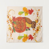 Willkommen Herbst Owl Herbstbelebt Selfie Hintergr Wandteppich (Vorderseite (Horizontal))