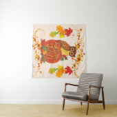 Willkommen Herbst Owl Herbstbelebt Selfie Hintergr Wandteppich (Beispiel (Horizontal))