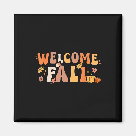 Willkommen Herbst Retro Hallo Herbstsaison Blätter Magnet (Vorne)