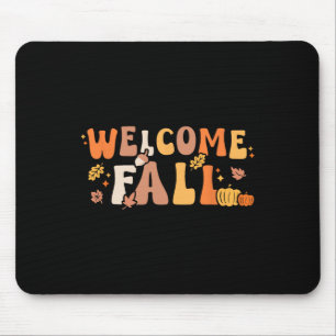 Willkommen Herbst Retro Hallo Herbstsaison Blätter Mousepad