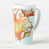 Willkommen Herbst Tropischer Fall Pumpkin Seashell Milchtasse (Rechte Ecke)