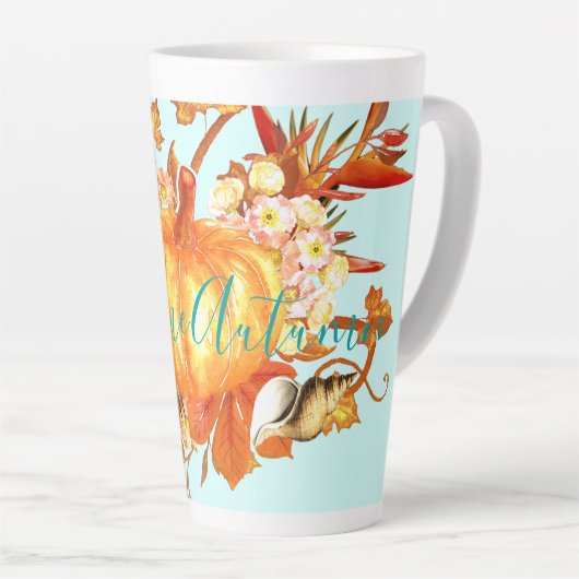 Willkommen Herbst Tropischer Fall Pumpkin Seashell Milchtasse (Rechte Ecke)