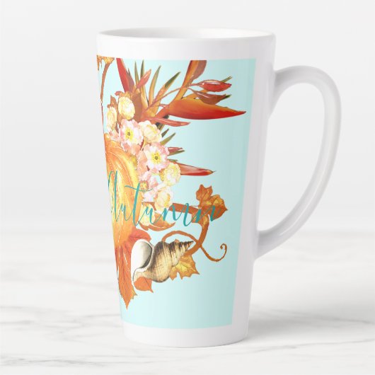 Willkommen Herbst Tropischer Fall Pumpkin Seashell Milchtasse (Rechts)