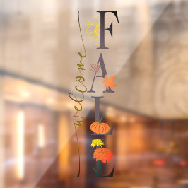 Willkommen Herbstsaison Blätter Pumpkin Blume Busi Fensteraufkleber