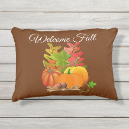 Willkommen Herbstsaison Orange Pumpkin on Brown Kissen Für Draußen