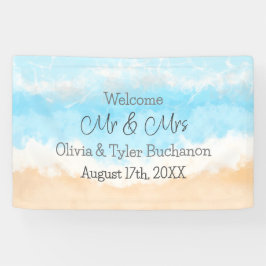 Willkommen Herr und Frau Coastal Wedding Banner