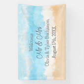 Willkommen Herr und Frau Coastal Wedding Banner (Vertikal)