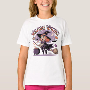 Willkommen Hexen - Niedliche Halloween-Hexe T-Shirt