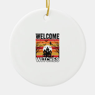 Willkommen Hexen Vintage Halloween Gravur Design Keramik Ornament