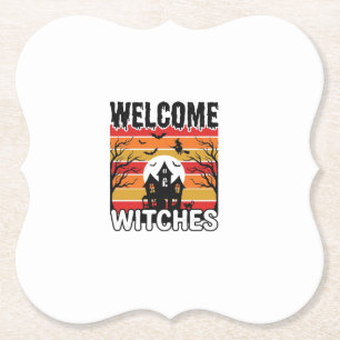 Willkommen Hexen Vintage Halloween Gravur Design Untersetzer