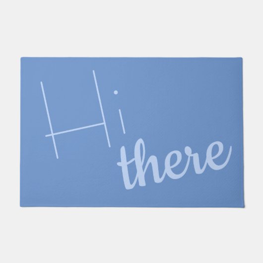 Willkommen Hi da Minimalistisch Blue Fußmatte (Vorderseite)