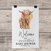 Willkommen Highland Cow Calf Baby Dusche Poster
