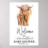 Willkommen Highland Cow Calf Baby Dusche Poster (Vorne)