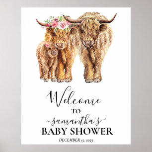 Willkommen Highland Cow Couples Baby Dusche Poster
