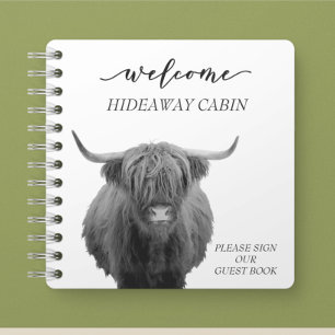 Willkommen Highland Cow Farmhouse Cabin-Mietshaus Notizblock